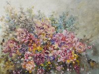 Vaso di fiori rosa  Olio su tela - 40 x 30